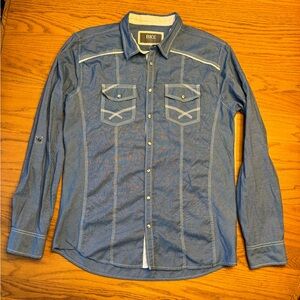 BKE Men’s L Blue Pearl Snap Shirt